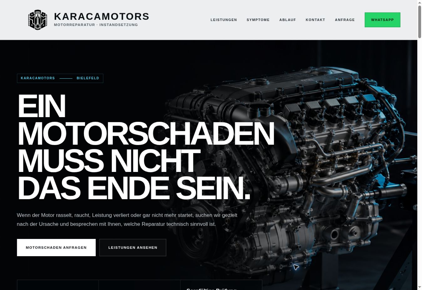 Screenshot der Website von KARACA MOTORS